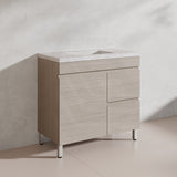 Lukka Camden Modern 900mm Freestanding Vanity E0 MDF Wood Grain PVC Film Cabinet with Left/Right Hand Drawers In Various Colours