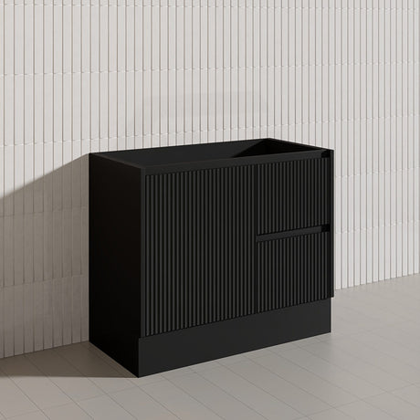 Lukka Crete Modern 900mm Matt Black/White Freestanding Vanity PVC Board Linear Surface