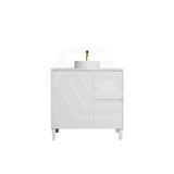 Lukka Crete Modern 600-1500mm Matt Black/White Freestanding Vanity with Legs PVC Board Linear Surface