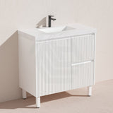 Lukka Crete Modern 600-1500mm Matt Black/White Freestanding Vanity with Legs PVC Board Linear Surface
