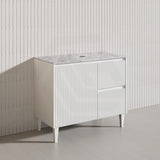 Lukka Crete Modern 900mm Matt Black/White Freestanding Vanity PVC Board Linear Surface