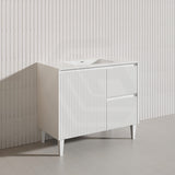 Lukka Crete Modern 900mm Matt Black/White Freestanding Vanity PVC Board Linear Surface