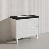 Lukka Crete Modern 900mm Matt Black/White Freestanding Vanity PVC Board Linear Surface