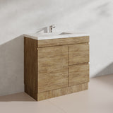 Lukka Camden Modern 900mm Freestanding Vanity E0 MDF Wood Grain PVC Film Cabinet with Left/Right Hand Drawers In Various Colours