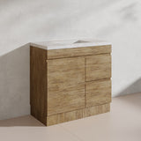 Lukka Camden Modern 900mm Freestanding Vanity E0 MDF Wood Grain PVC Film Cabinet with Left/Right Hand Drawers In Various Colours