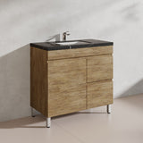Lukka Camden Modern 900mm Freestanding Vanity E0 MDF Wood Grain PVC Film Cabinet with Left/Right Hand Drawers In Various Colours