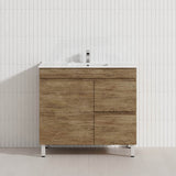 Lukka Camden Modern 900mm Freestanding Vanity E0 MDF Wood Grain PVC Film Cabinet with Left/Right Hand Drawers In Various Colours