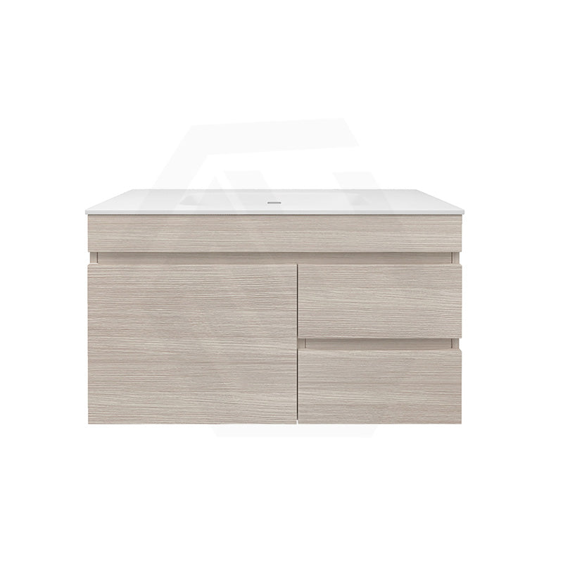 Lukka Camden Modern 900mm Wall Hung Vanity E0 MDF Wood Grain PVC Film Cabinet with Left/Right Hand Drawers In Various Colours