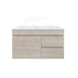 Lukka Camden Modern 900mm Wall Hung Vanity E0 MDF Wood Grain PVC Film Cabinet with Left/Right Hand Drawers In Various Colours