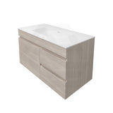 Lukka Camden Modern 900mm Wall Hung Vanity E0 MDF Wood Grain PVC Film Cabinet with Left/Right Hand Drawers In Various Colours