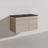 Lukka Camden Modern 900mm Wall Hung Vanity E0 MDF Wood Grain PVC Film Cabinet with Left/Right Hand Drawers In Various Colours