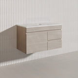Lukka Camden Modern 900mm Wall Hung Vanity E0 MDF Wood Grain PVC Film Cabinet with Left/Right Hand Drawers In Various Colours