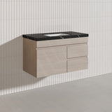 Lukka Camden Modern 900mm Wall Hung Vanity E0 MDF Wood Grain PVC Film Cabinet with Left/Right Hand Drawers In Various Colours
