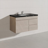 Lukka Camden Modern 900mm Wall Hung Vanity E0 MDF Wood Grain PVC Film Cabinet with Left/Right Hand Drawers In Various Colours