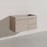 Lukka Camden Modern 900mm Wall Hung Vanity E0 MDF Wood Grain PVC Film Cabinet with Left/Right Hand Drawers In Various Colours