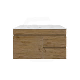 Lukka Camden Modern 900mm Wall Hung Vanity E0 MDF Wood Grain PVC Film Cabinet with Left/Right Hand Drawers In Various Colours
