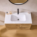 Lukka Camden Modern 900mm Wall Hung Vanity E0 MDF Wood Grain PVC Film Cabinet with Left/Right Hand Drawers In Various Colours