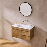 Lukka Camden Modern 900mm Wall Hung Vanity E0 MDF Wood Grain PVC Film Cabinet with Left/Right Hand Drawers In Various Colours