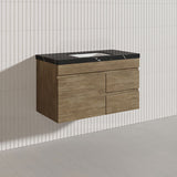 Lukka Camden Modern 900mm Wall Hung Vanity E0 MDF Wood Grain PVC Film Cabinet with Left/Right Hand Drawers In Various Colours