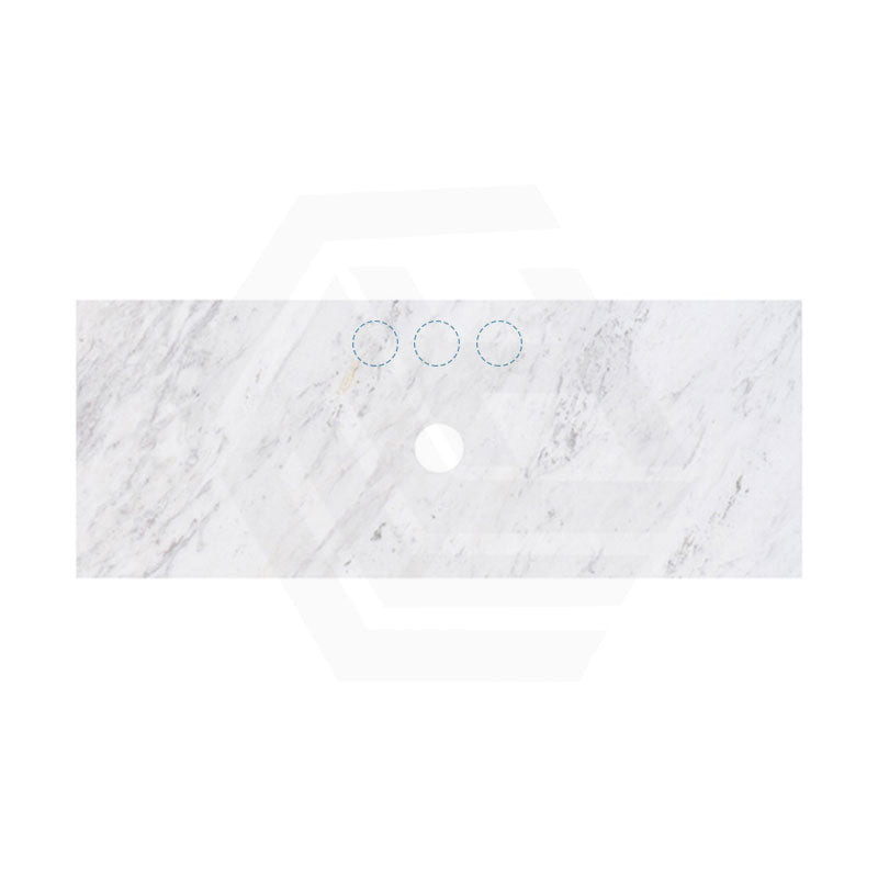 18mm Thick Lukka Carrara White Marble Top with Center Waste Hole, 12/10/2 O'clock Semi Drilled Tap Hole Available At the Back 605-1505mm