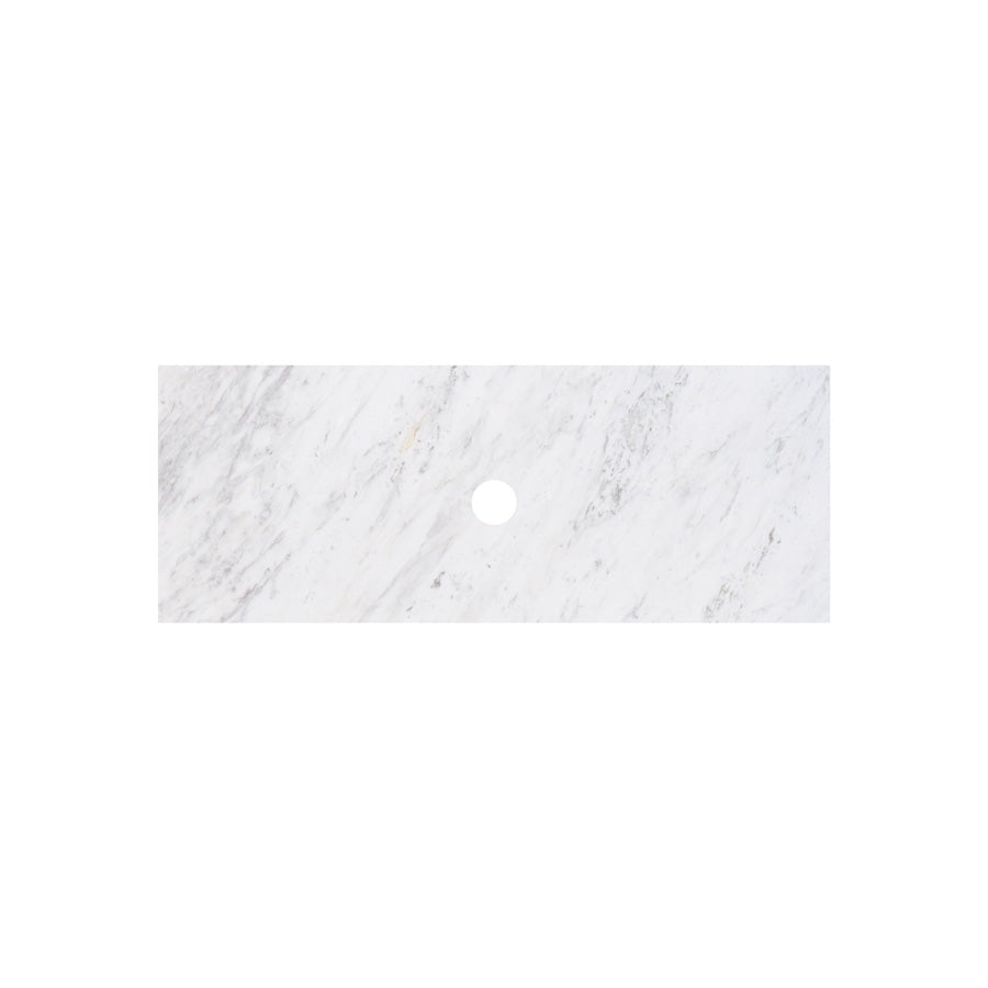 18mm Thick Lukka Carrara White Marble Top with Center Waste Hole, 12/10/2 O'clock Semi Drilled Tap Hole Available At the Back 605-1505mm