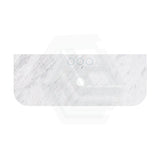 18mm Thick Lukka Carrara White Marble Curved Top with Center Waste Hole, 12/10/2 O'clock Semi Drilled Tap Hole Available At the Back 605-1505mm