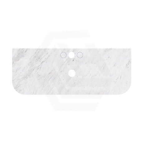 18mm Thick Lukka Carrara White Marble Curved Top with Center Waste Hole, 12/10/2 O'clock Semi Drilled Tap Hole Available At the Back 605-1505mm