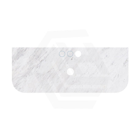 18mm Thick Lukka Carrara White Marble Curved Top with Center Waste Hole, 12/10/2 O'clock Semi Drilled Tap Hole Available At the Back 605-1505mm