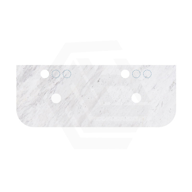 18mm Thick Lukka Carrara White Marble Curved Top with Center Waste Hole, 12/10/2 O'clock Semi Drilled Tap Hole Available At the Back 605-1505mm