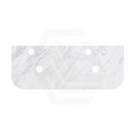 18mm Thick Lukka Carrara White Marble Curved Top with Center Waste Hole, 12/10/2 O'clock Semi Drilled Tap Hole Available At the Back 605-1505mm