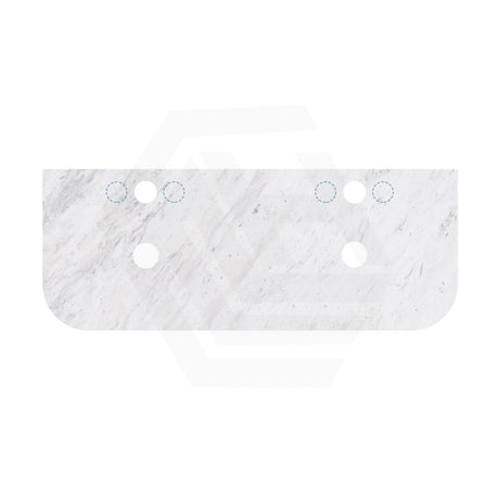 18mm Thick Lukka Carrara White Marble Curved Top with Center Waste Hole, 12/10/2 O'clock Semi Drilled Tap Hole Available At the Back 605-1505mm