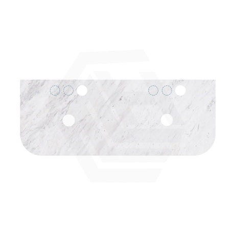 18mm Thick Lukka Carrara White Marble Curved Top with Center Waste Hole, 12/10/2 O'clock Semi Drilled Tap Hole Available At the Back 605-1505mm