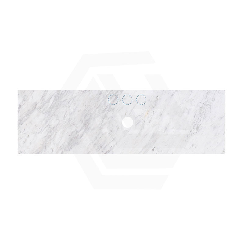 18mm Thick Lukka Carrara White Marble Top with Center Waste Hole, 12/10/2 O'clock Semi Drilled Tap Hole Available At the Back 605-1505mm