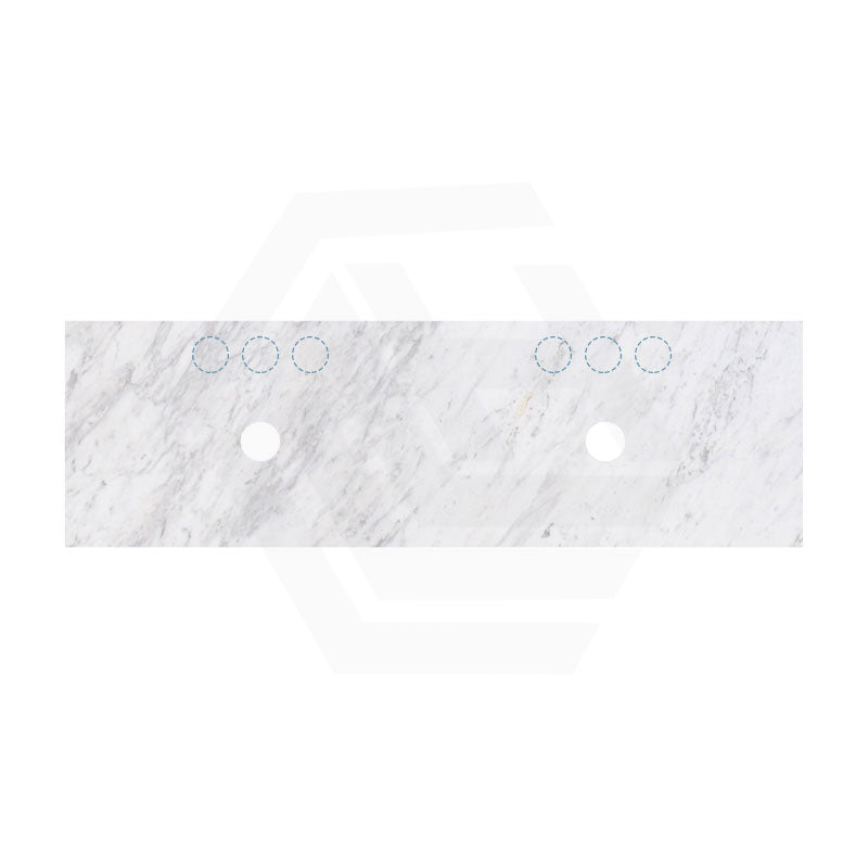 18mm Thick Lukka Carrara White Marble Top with Center Waste Hole, 12/10/2 O'clock Semi Drilled Tap Hole Available At the Back 605-1505mm