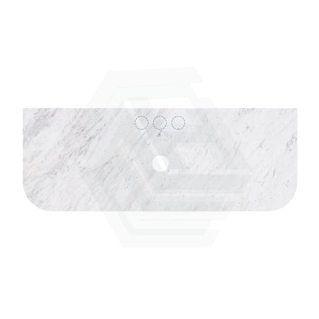 18mm Thick Lukka Carrara White Marble Curved Top with Center Waste Hole, 12/10/2 O'clock Semi Drilled Tap Hole Available At the Back 605-1505mm