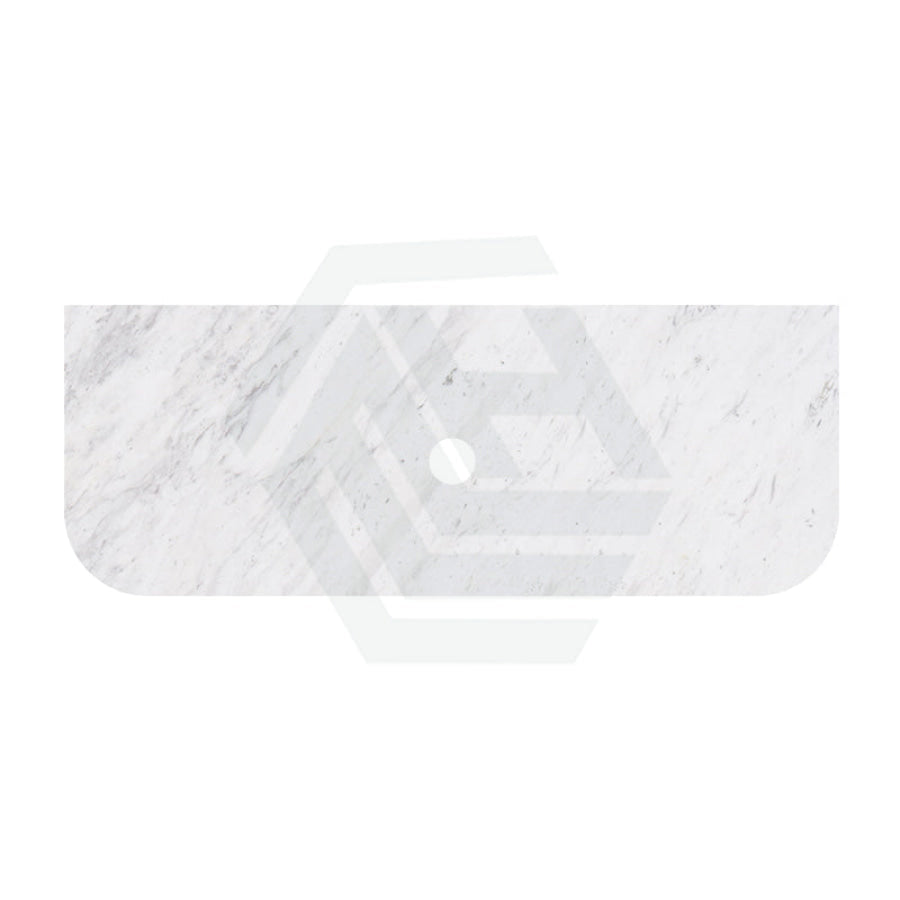 18mm Thick Lukka Carrara White Marble Curved Top with Center Waste Hole, 12/10/2 O'clock Semi Drilled Tap Hole Available At the Back 605-1505mm