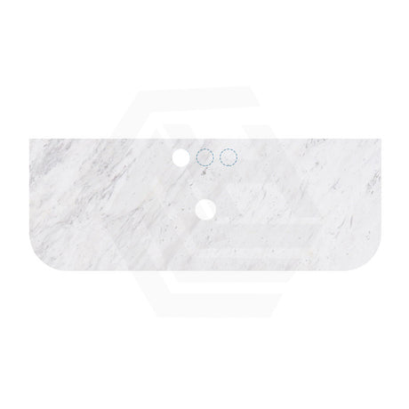 18mm Thick Lukka Carrara White Marble Curved Top with Center Waste Hole, 12/10/2 O'clock Semi Drilled Tap Hole Available At the Back 605-1505mm