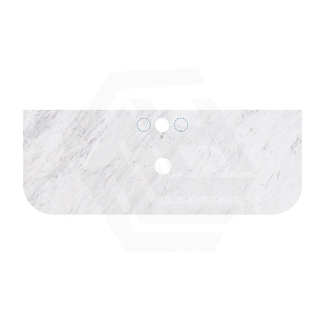 18mm Thick Lukka Carrara White Marble Curved Top with Center Waste Hole, 12/10/2 O'clock Semi Drilled Tap Hole Available At the Back 605-1505mm