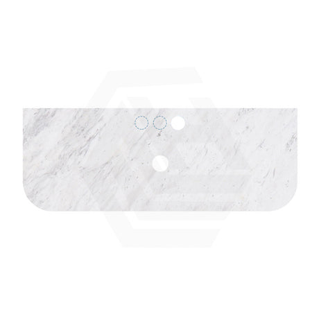 18mm Thick Lukka Carrara White Marble Curved Top with Center Waste Hole, 12/10/2 O'clock Semi Drilled Tap Hole Available At the Back 605-1505mm