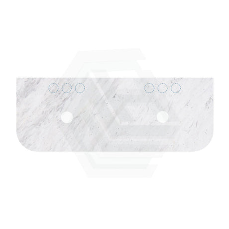 18mm Thick Lukka Carrara White Marble Curved Top with Center Waste Hole, 12/10/2 O'clock Semi Drilled Tap Hole Available At the Back 605-1505mm
