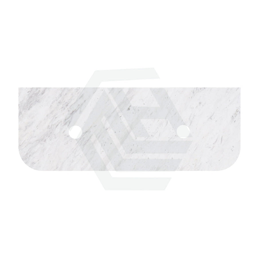 18mm Thick Lukka Carrara White Marble Curved Top with Center Waste Hole, 12/10/2 O'clock Semi Drilled Tap Hole Available At the Back 605-1505mm