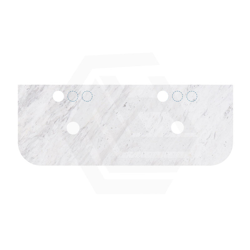 18mm Thick Lukka Carrara White Marble Curved Top with Center Waste Hole, 12/10/2 O'clock Semi Drilled Tap Hole Available At the Back 605-1505mm