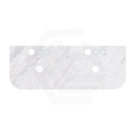 18mm Thick Lukka Carrara White Marble Curved Top with Center Waste Hole, 12/10/2 O'clock Semi Drilled Tap Hole Available At the Back 605-1505mm