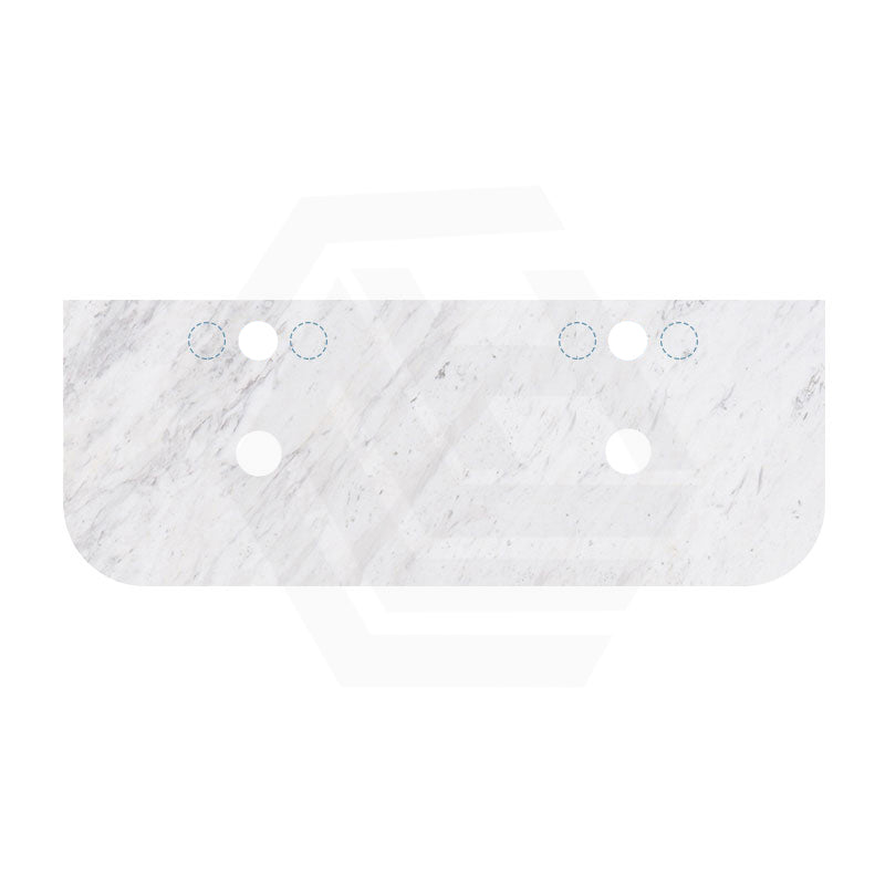 18mm Thick Lukka Carrara White Marble Curved Top with Center Waste Hole, 12/10/2 O'clock Semi Drilled Tap Hole Available At the Back 605-1505mm