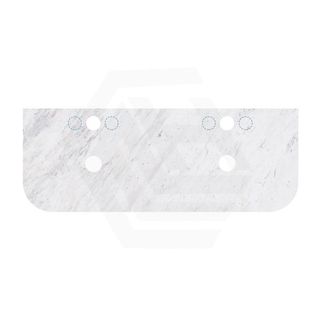18mm Thick Lukka Carrara White Marble Curved Top with Center Waste Hole, 12/10/2 O'clock Semi Drilled Tap Hole Available At the Back 605-1505mm