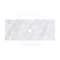 18mm Thick Lukka Carrara White Marble Top with Center Waste Hole, 12/10/2 O'clock Semi Drilled Tap Hole Available At the Back 605-1505mm