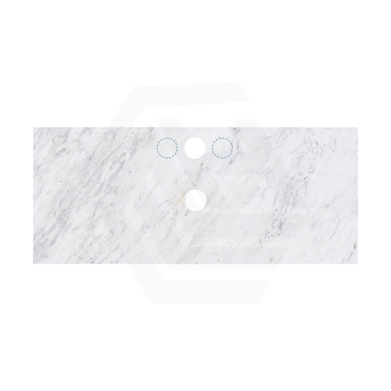 18mm Thick Lukka Carrara White Marble Top with Center Waste Hole, 12/10/2 O'clock Semi Drilled Tap Hole Available At the Back 605-1505mm