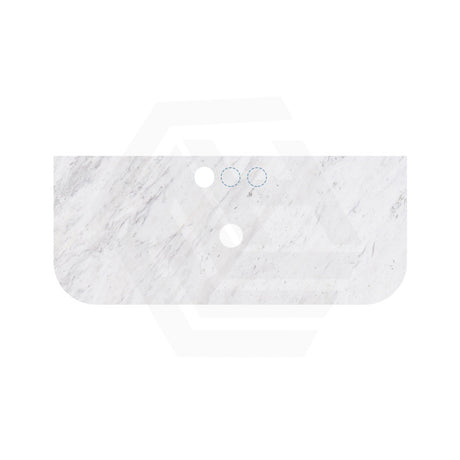 18mm Thick Lukka Carrara White Marble Curved Top with Center Waste Hole, 12/10/2 O'clock Semi Drilled Tap Hole Available At the Back 605-1505mm