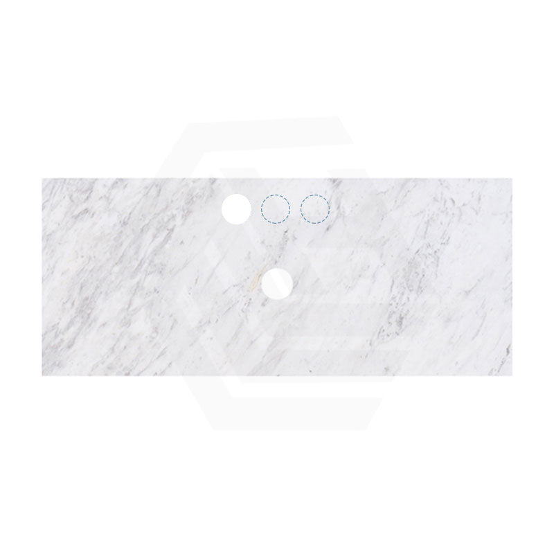 18mm Thick Lukka Carrara White Marble Top with Center Waste Hole, 12/10/2 O'clock Semi Drilled Tap Hole Available At the Back 605-1505mm
