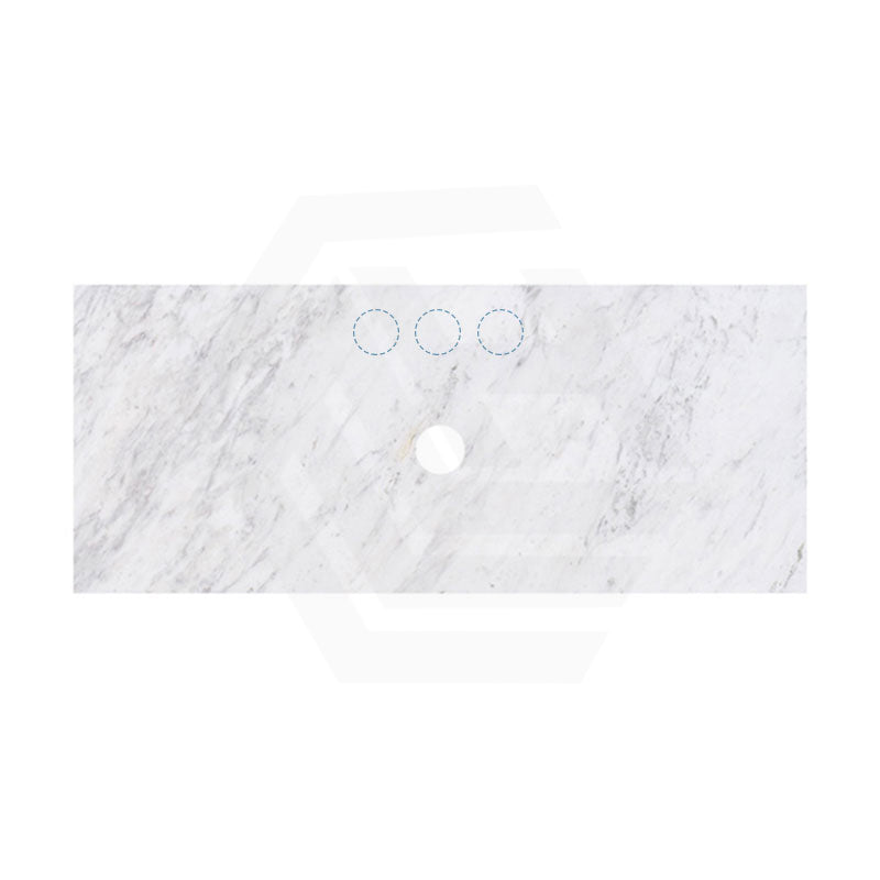 18mm Thick Lukka Carrara White Marble Top with Center Waste Hole, 12/10/2 O'clock Semi Drilled Tap Hole Available At the Back 605-1505mm